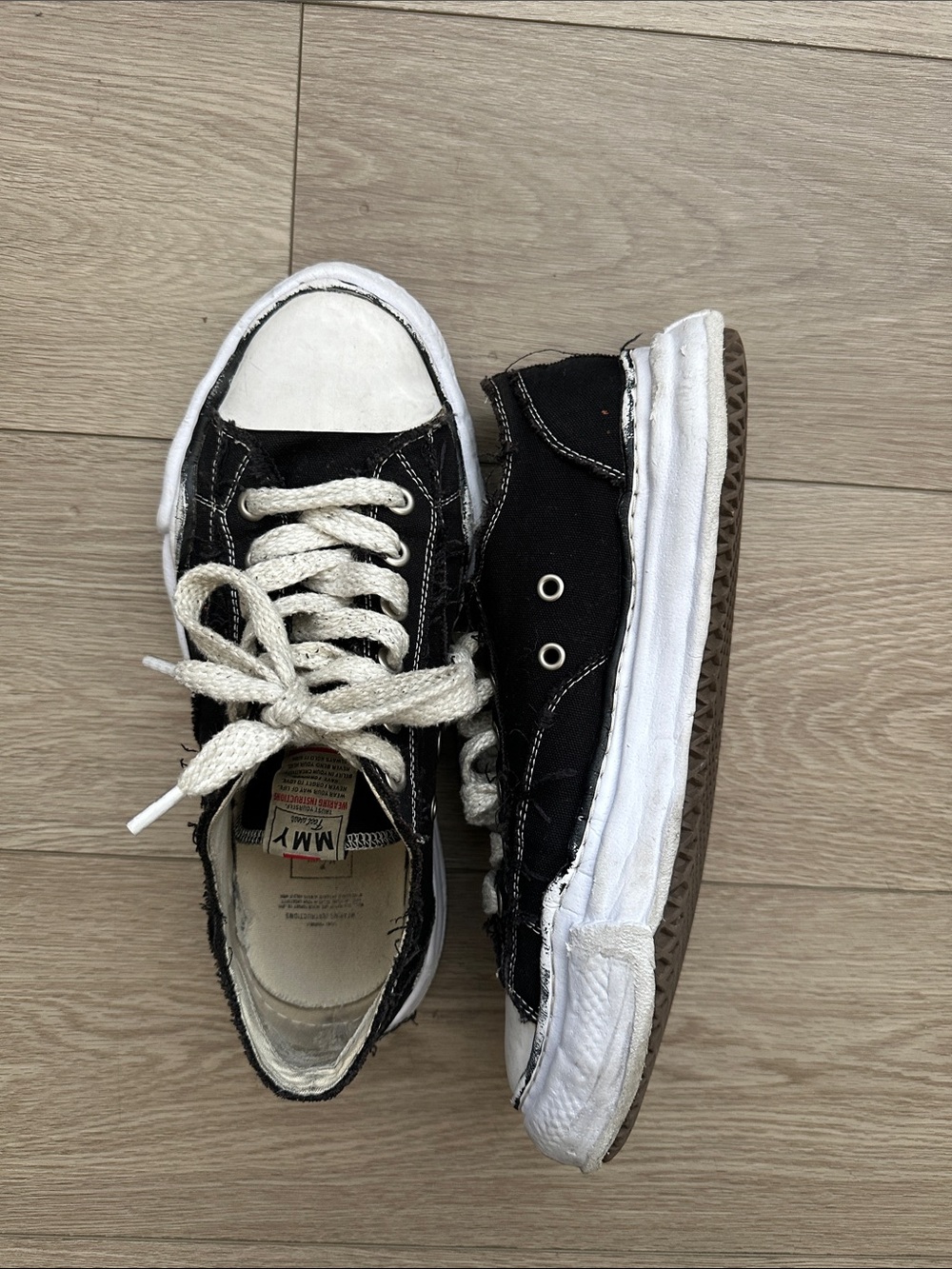 Miharayasuhiro Black and White Deconstructed Low-Top Sneakers